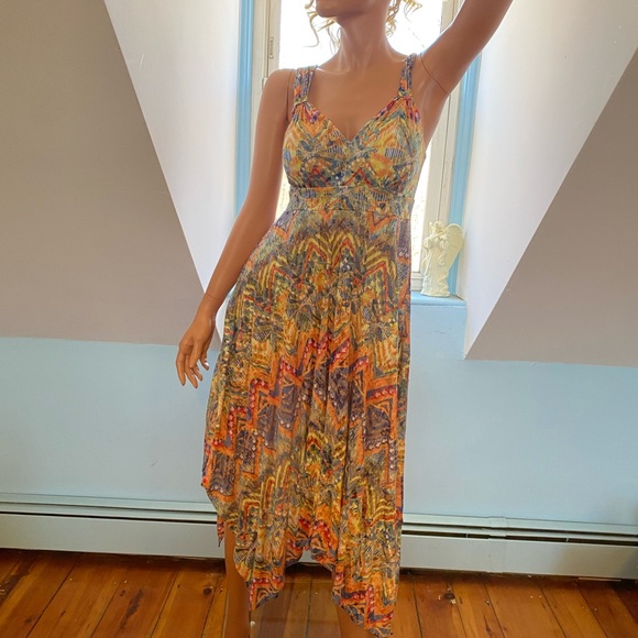 AMERICAN RAG SUNDRESS W/ HANDKERCHIEF HEM PASTELS SIZE L Spring / Summer Wow! - Picture 3 of 12